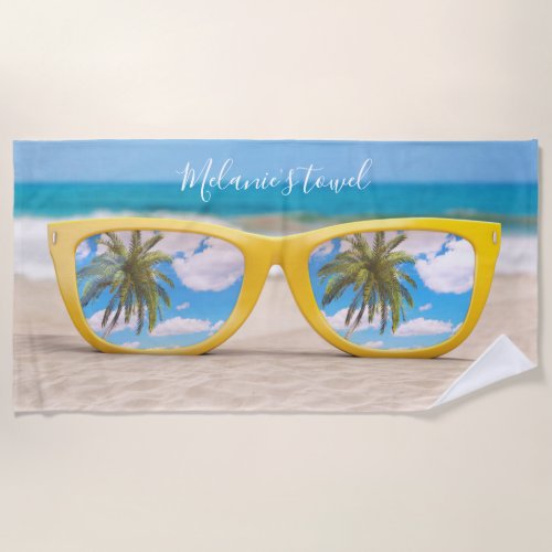 Colorful Summer Glasses Custom Beach Towel