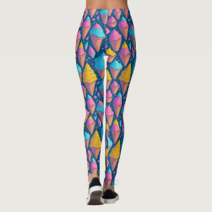 Colorful Summer Ice Cream Cones Sweets Pattern Leggings