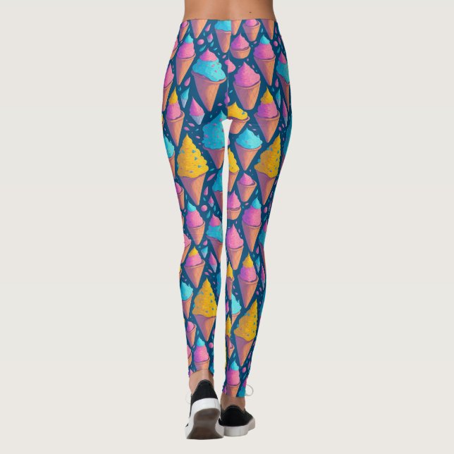 Colorful Summer Ice Cream Cones Sweets Pattern  Leggings (Back)