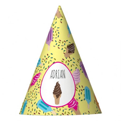 Colorful Summer Ice Cream Ice Pops Kids Birthday Party Hat