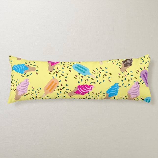 Colorful Summer Ice Cream Ice Pops Pattern Body Pillow (Front)