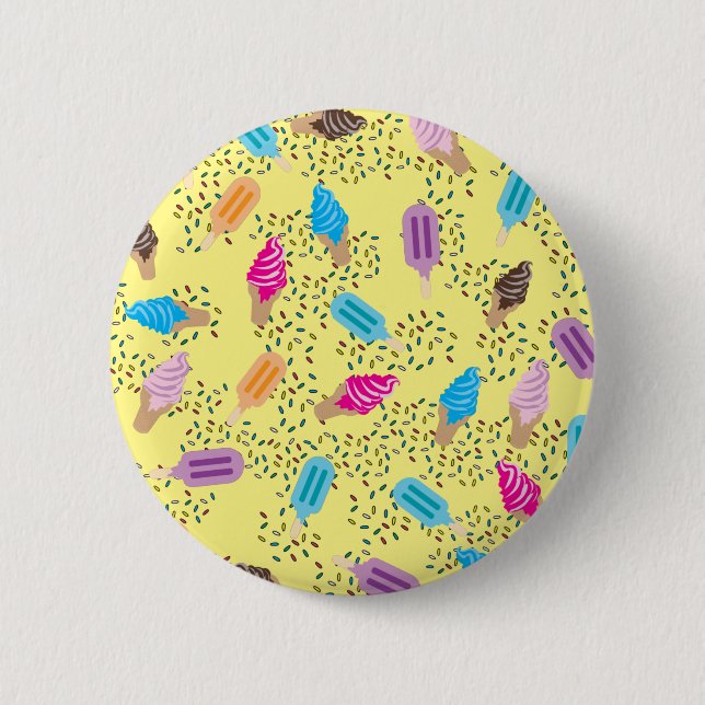 Colorful Summer Ice Cream Ice Pops Pattern Button (Front)