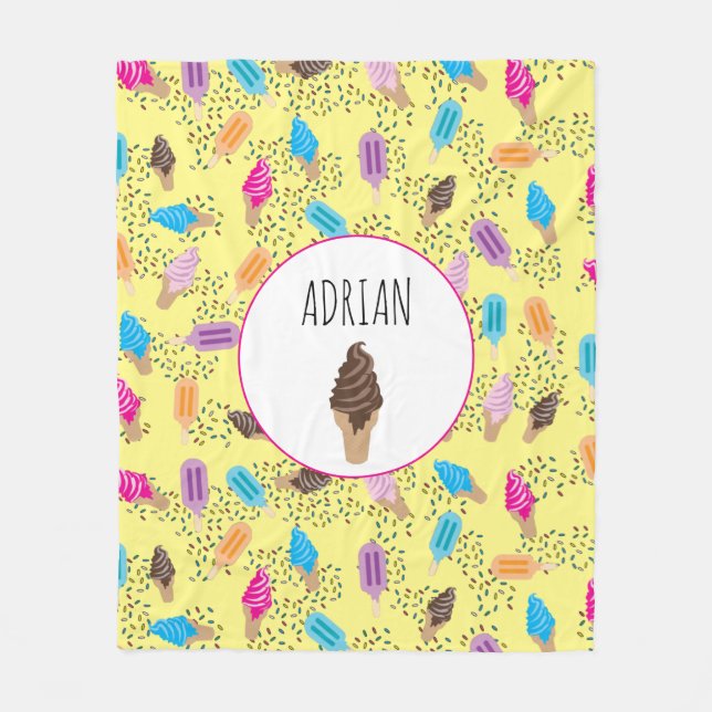 Colorful Summer Ice Cream Ice Pops Pattern Fleece Blanket (Front)
