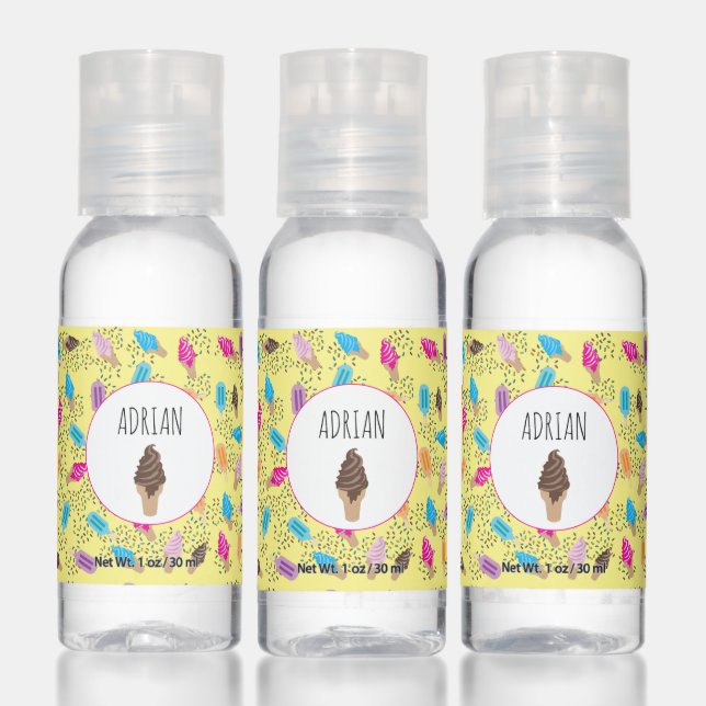 Colorful Summer Ice Cream Ice Pops Pattern Hand Sanitizer (Set)