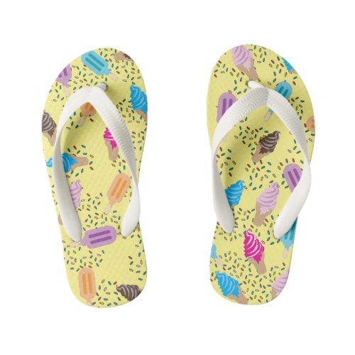 Colorful Summer Ice Cream Ice Pops Pattern Kids Flip Flops