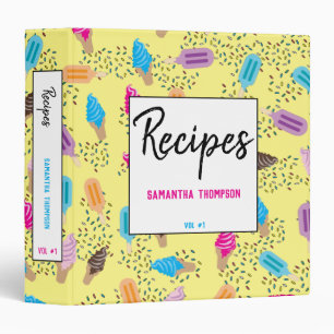 Colorful Summer Ice Cream Pattern 3 Ring Binder