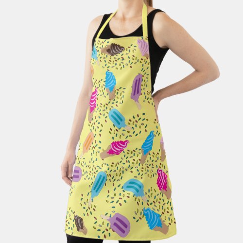 Colorful Summer Ice Cream Pattern Apron