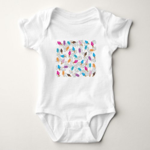 Colorful Summer Ice Cream Pattern Baby Bodysuit