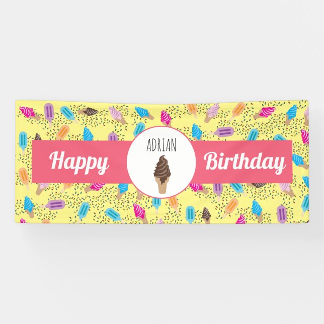 Colorful Summer Ice Cream Pattern Banner (Horizontal)