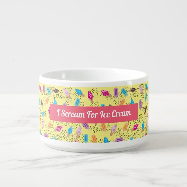 Colorful Summer Ice Cream Pattern Bowl (Center)