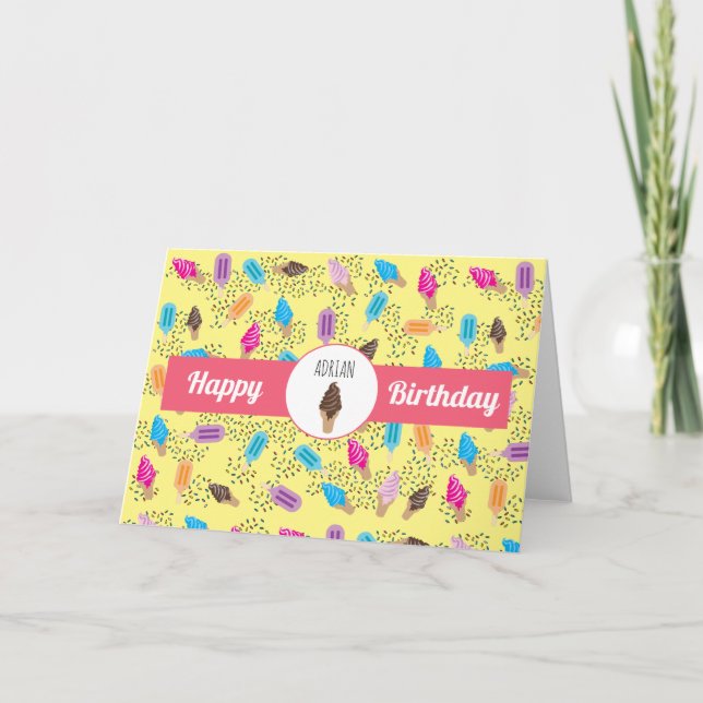 Colorful Summer Ice Cream Pattern Card (Front)