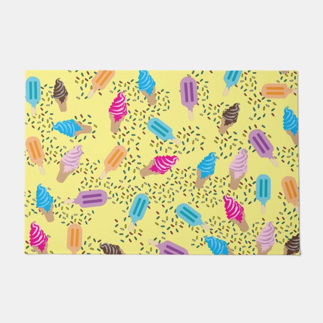 Colorful Summer Ice Cream Pattern Doormat (Front)