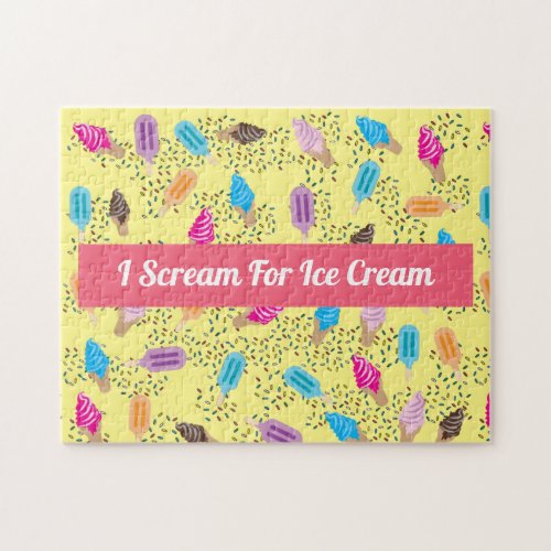 Colorful Summer Ice Cream Pattern Jigsaw Puzzle