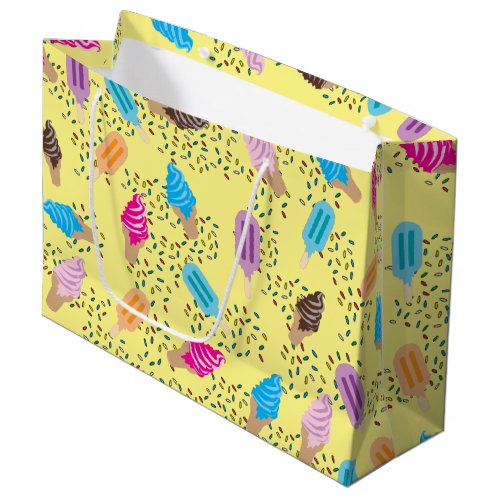 Colorful Summer Ice Cream Pattern Large Gift Bag