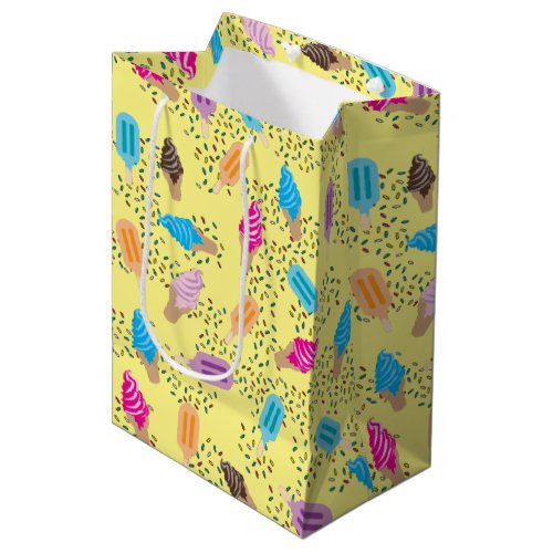 Colorful Summer Ice Cream Pattern Medium Gift Bag