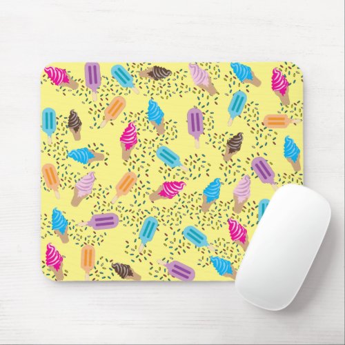 Colorful Summer Ice Cream Pattern Mouse Pad