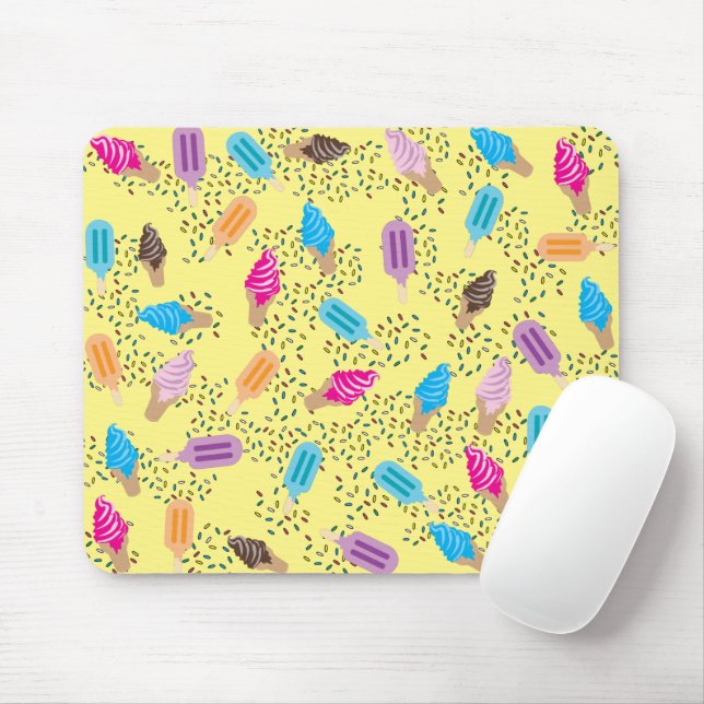 Colorful Summer Ice Cream Pattern Mouse Pad (With Mouse)