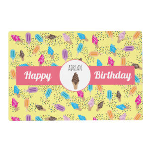 Colorful Summer Ice Cream Pattern Placemat