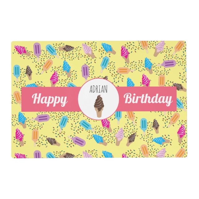 Colorful Summer Ice Cream Pattern Placemat (Front)