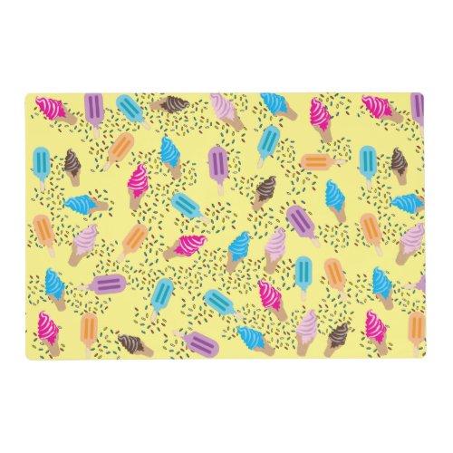 Colorful Summer Ice Cream Pattern Placemat