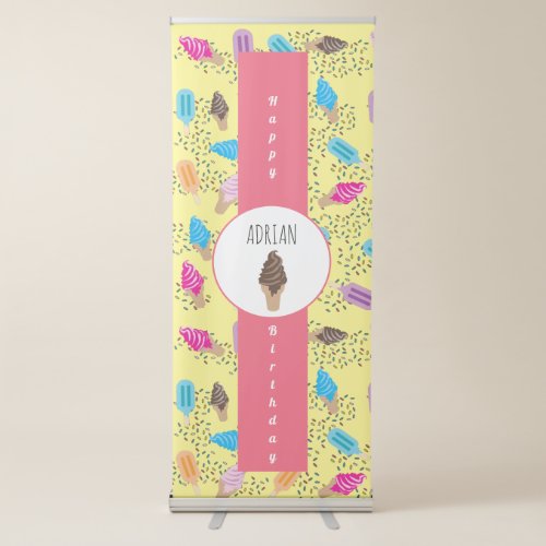 Colorful Summer Ice Cream Pattern Retractable Banner