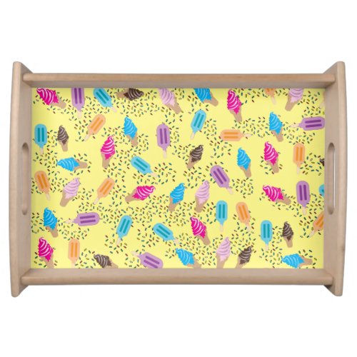 Colorful Summer Ice Cream Pattern Serving Tray