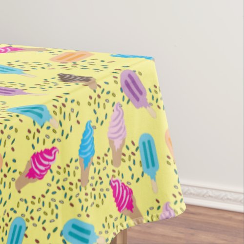 Colorful Summer Ice Cream Pattern Tablecloth