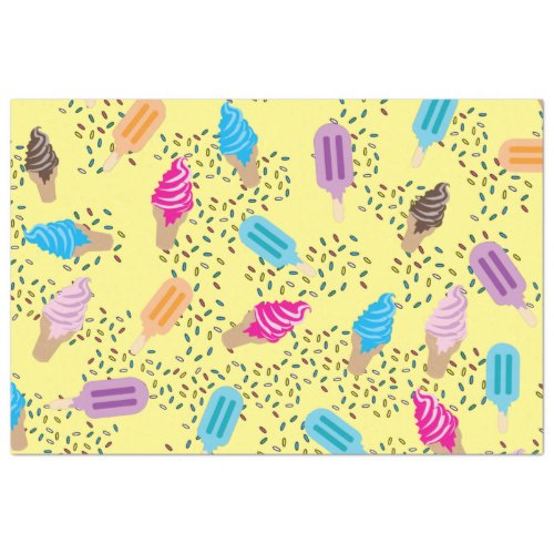 Colorful Summer Ice Cream Pattern Tissue Paper