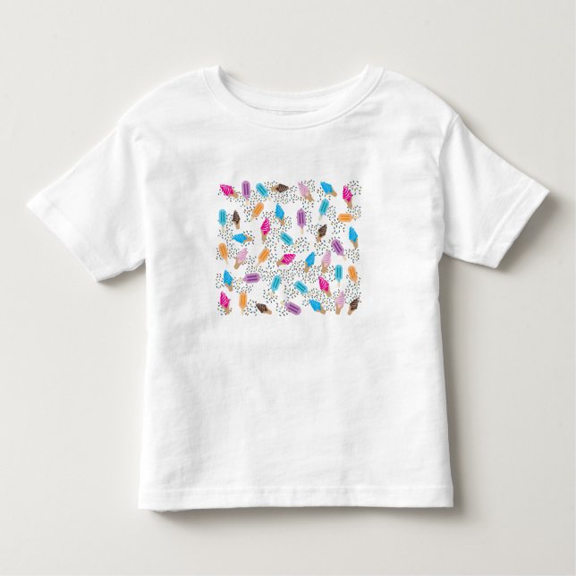 Colorful Summer Ice Cream Pattern Toddler T-shirt (Front)