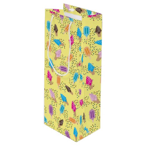 Colorful Summer Ice Cream Pattern Wine Gift Bag