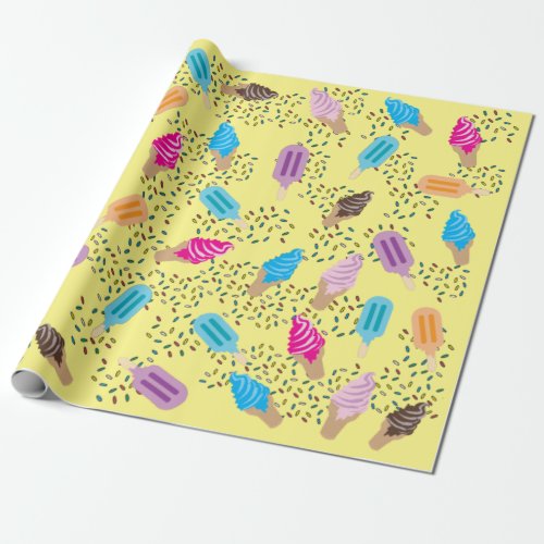 Colorful Summer Ice Cream Pattern Wrapping Paper