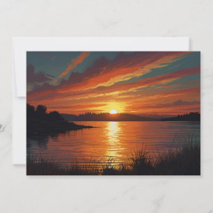 Colorful Summer Lake Sunset Sunrise Reflections Holiday Card