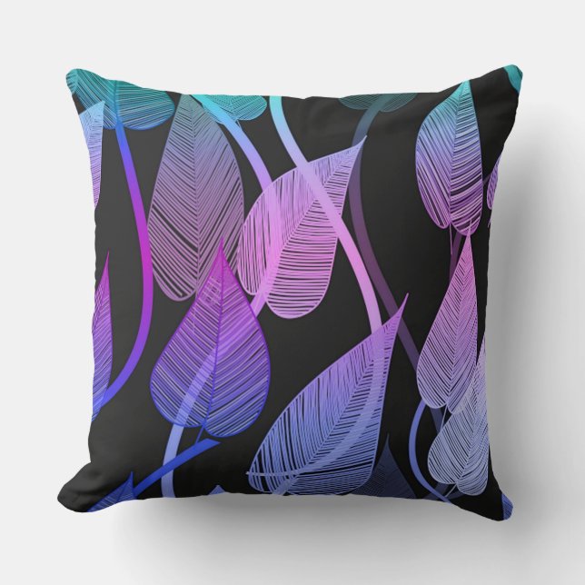 Colorful Summer Leaves Pattern Throw Pillow (Front)
