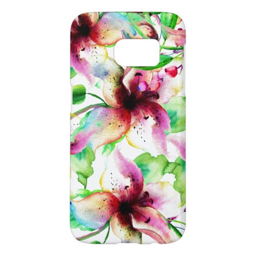 Colorful Summer Lily Watercolors Illustration Samsung Galaxy S7 Case
