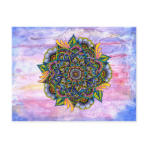 Colorful Summer Mandala w/ Watercolor Backdrop