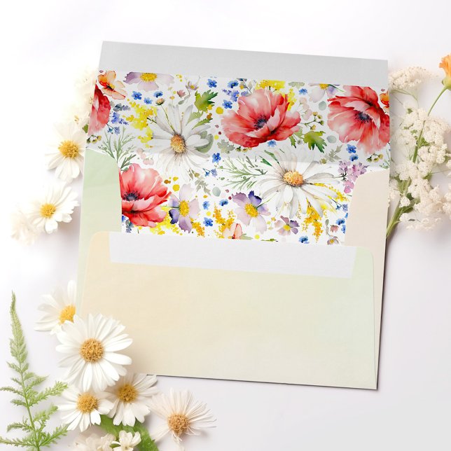 Colorful Summer Meadows Wildflowers Elegant Envelope (Wildflowers Envelopes)