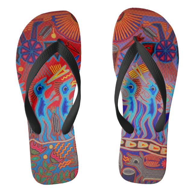 Colorful Summer Mexican Huichol Flip Flops (Footbed)