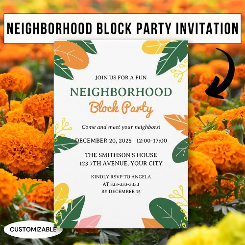 Colorful Summer Neighborhood Block Party Invitation