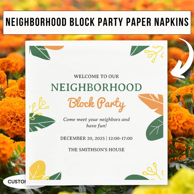 Colorful Summer Neighborhood Block Party Napkins (Creator Uploaded)
