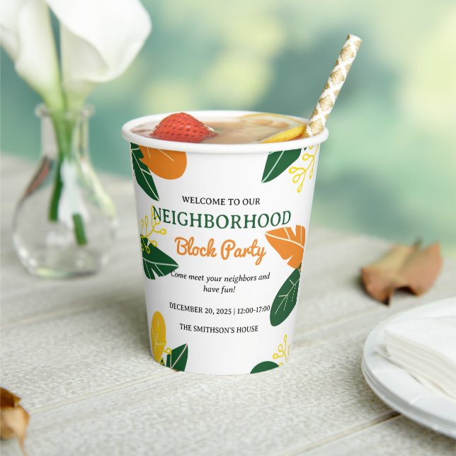 Colorful Summer Neighborhood Block Party Paper Cups (Insitu)