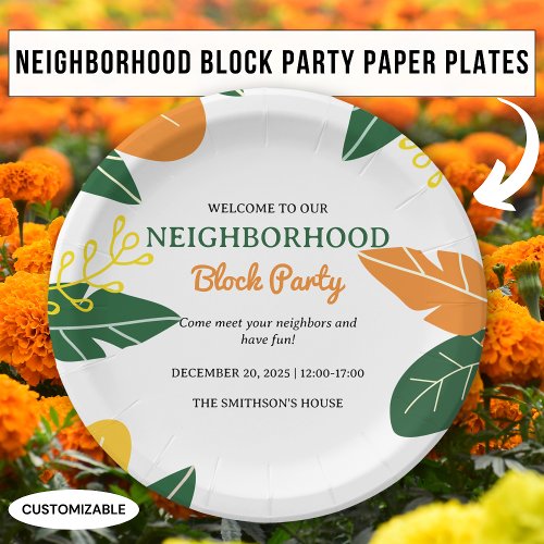 Colorful Summer Neighborhood Block Party Paper Plates