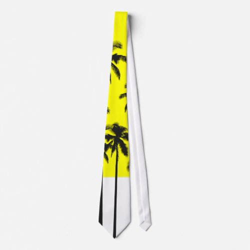 Colorful Summer Neon Yellow  Tropical Palm Trees Tie