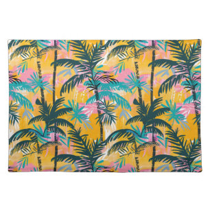 Colorful Summer Palm Tree Pattern Cloth Placemat