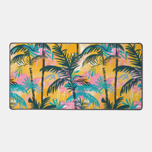Colorful Summer Palm Tree Pattern Desk Mat