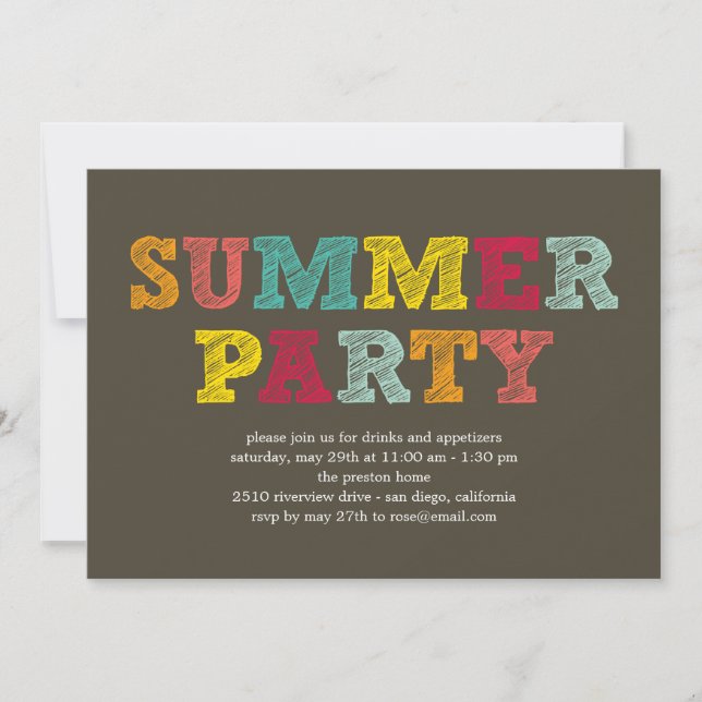 Colorful Summer Party Invitation (Front)