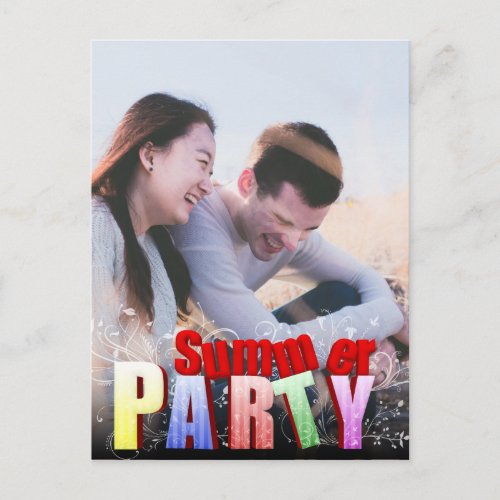 Colorful Summer Party Invitation Postcard  Photo