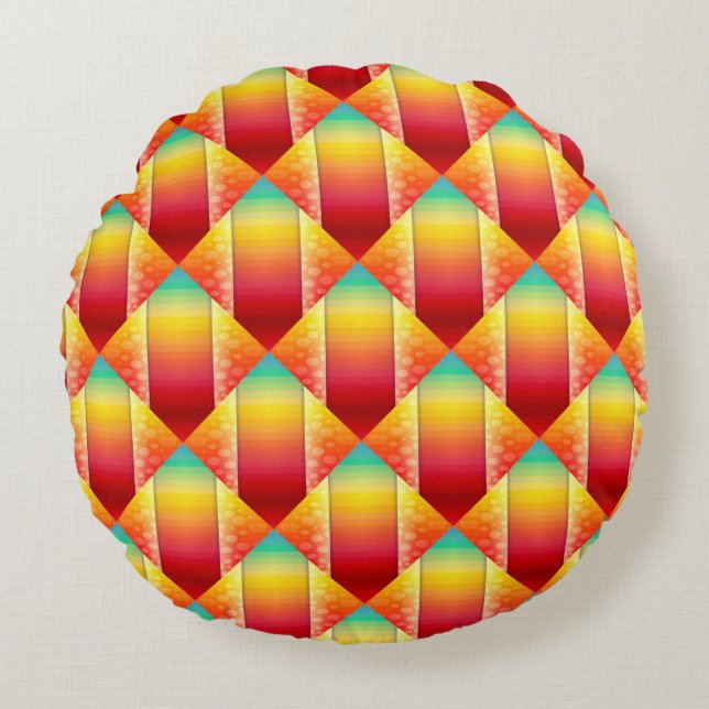 Colorful Summer Pattern - Vibrant Modern Round Pillow (Front)
