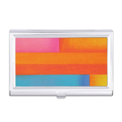 Colorful SUMMER  _ Pink Yellow Blue Abstract Art Business Card Case