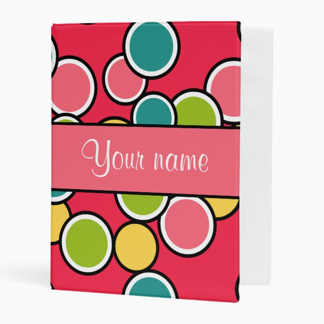 Colorful Summer Polka Dots Personalized Mini Binder (Front/Inside)