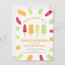 Colorful Summer Popsicle Party Invitations